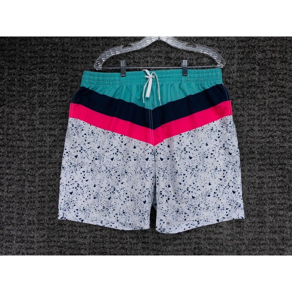 Chubbies Swim Trunks Mens 2XL Colorblock Elastic Waist Stretch Mesh Lined Beach